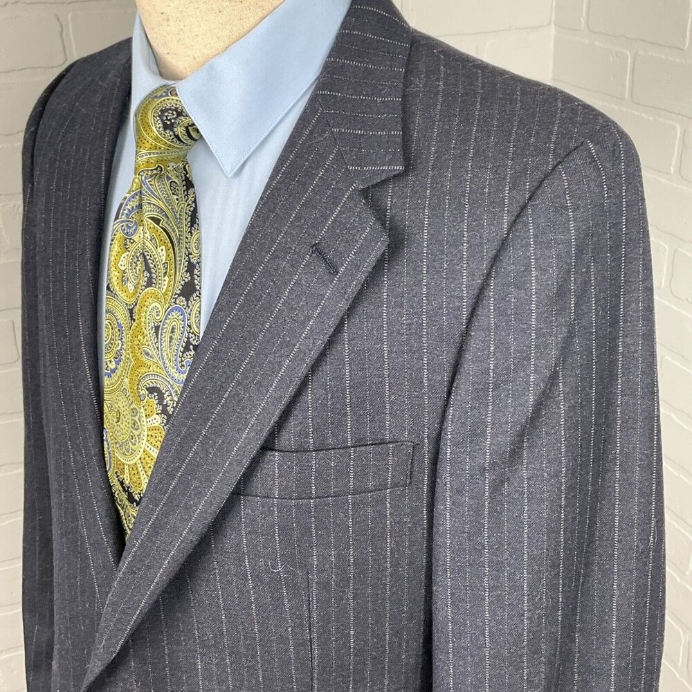 Aquascutum Blazer Men 40 Blue Pinstripe Classic Wool‎ Jacobson's Jacket USA VTG